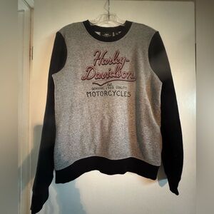 Harley-Davidson Gray and Black Sweatshirt with Red Embroidery
